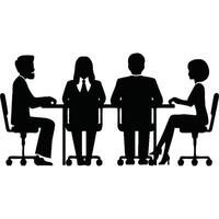 Silhouette of people sitting at a table vector