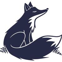 A fox sitting on the grass with its head down vector