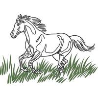 A horse running in the grass vector