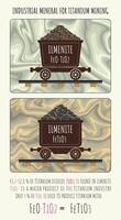 Set of illustrations of ILMENITE in wheelbarrows. Titanium ore. Strategic minerals. vector