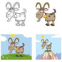 Grumpy Goat Cartoon Mascot Character. Collection vector