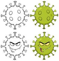 Coronavirus Cartoon Character of Pathogenic Bacteria Design.Collection Set 1 vector