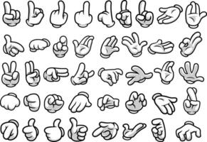 Cartoon Hands In Gloves With Different Gestures. Collection Set 1 vector