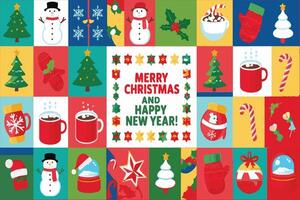 illustrations with a Merry Christmas and Happy New Year vector
