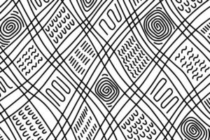 Abstract line art background pattern design. Irregular hand drawn linear backdrop with black thin contours. vector