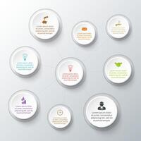 circles for infographic. Template for cycle diagram, graph, presentation and round chart. Business concept with 9 options, parts, steps or processes. Abstract background. vector