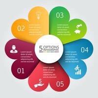 circle infographic. Template for cycle diagram, graph, presentation and round chart. Business concept with 5 options, parts, steps or processes. Data visualization. vector
