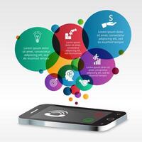 isometric mobile phone with incoming call for infographic. Template for diagram, graph, presentation and chart. vector
