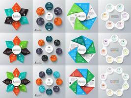 hexagon, circles, star and other elements for infographic. Template for cycle diagram, graph, presentation and chart. Business concept with 6, 7 and 8 options, parts, steps or processes. vector