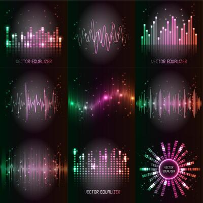 sound waves set. Audio equalizer technology, pulse musical. illustration