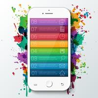 mobile for infographic with bright rainbow paint splat. Template for diagram, graph, presentation and chart. Business concept with 8 options, parts, steps or processes. Abstract background. vector