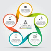 circle element for infographic. Template for cycle diagram, graph, presentation and round chart. Business concept with 5 options, parts, steps or processes. Abstract background. vector