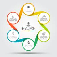 circle element for infographic. Template for cycle diagram, graph, presentation and round chart. Business concept with 6 options, parts, steps or processes. Abstract background. vector