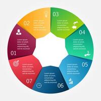 circle infographic. Template for cycle diagram, graph, presentation and round chart. Business concept with 7 options, parts, steps or processes. Data visualization. vector