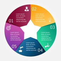circle element for infographic. Template for cycle diagram, graph, presentation and round chart. Business concept with 5 options, parts, steps or processes. Abstract background. vector