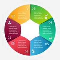 circle element for infographic. Template for cycle diagram, graph, presentation and round chart. Business concept with 6 options, parts, steps or processes. Abstract background. vector