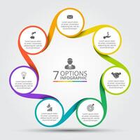 circle element for infographic. Template for cycle diagram, graph, presentation and round chart. Business concept with 7 options, parts, steps or processes. Abstract background. vector
