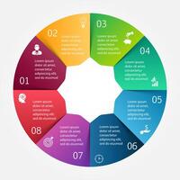 circle infographic. Template for cycle diagram, graph, presentation and round chart. Business concept with 8 options, parts, steps or processes. Data visualization. vector