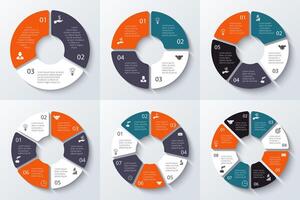 circle element for infographic. Template for cycle diagram, graph, presentation and round chart. Business concept 3, 4, 5, 6, 7 and 8 with options, parts, steps or processes. vector