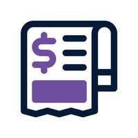 receipt icon. dual tone icon for your website, mobile, presentation, and logo design. vector