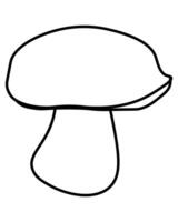 Suillus popular edible mushroom outline, element growing in forest for coloring page vector