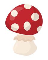 Cartoon style mushroom, dangerous poisonous element growing in the forest vector