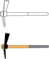 A drawing of a hammer and an axe vector