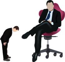 A man in a suit is standing next to a man in a chair vector