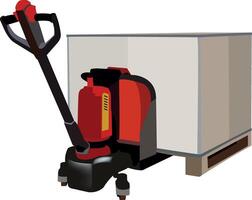 A red and black machine with a cart vector