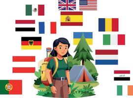 Learn foreign languages with usa flag vector