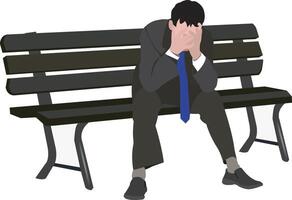 A man in a suit sitting on a bench vector