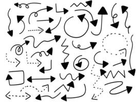 Set of arrow doodle hand drawn map sign symbol guide guidance direction vector