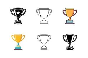Trophy Cup Continuous Line Set - Minimalist Award and Achievement Design for Cricut vector