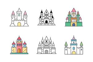 Enchanted Medieval Castle Ancient Fortress with Towers, Moat, and Fantasy-Inspired Architecture Design vector