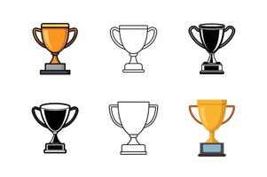 Trophy Cup Continuous Line Set - Achievement and Award Icon Collection vector
