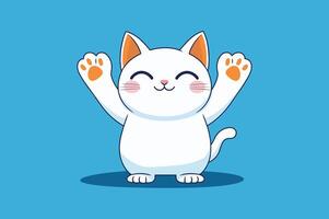 Cute Pointing Cat - Adorable Cartoon Character Illustration with Playful Gesture for Fun and Whimsical Pet Art vector
