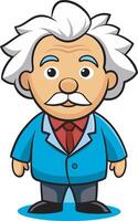 albert einstein cartoon illustration vector