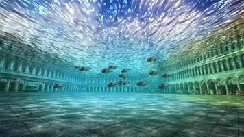 St. Mark's Square in Venice underwater during flood video