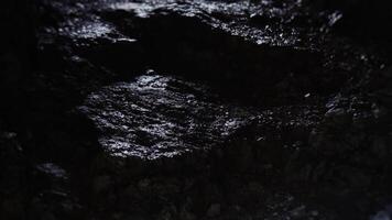 Dark corridor and water drops falling down in mountain cave video