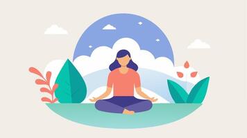 Relaxation Exercises An illustration of the app showcasing a section dedicated to guided relaxation exercises illustrated with peaceful imagery such as nature and soft colors.. vector