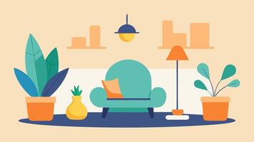 Relaxation Corner A designated relaxation area with comfortable seating plants and calming decor where employees can unwind supervised by a wellness coordinator encouraging breaks.. vector