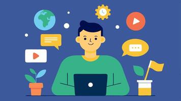 These illustrations can effectively represent the dynamic role of a Creative Director in engaging and overseeing content creation for diverse social media platforms.. vector