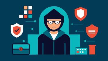 These illustrations can be simplified and stylized to create engaging visual representations of the role of a Cybersecurity Analyst.. vector