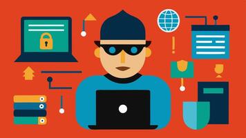 These descriptions can be used for creating illustrations that capture the essence of cybercrime and law enforcements efforts in arresting hackers.. vector