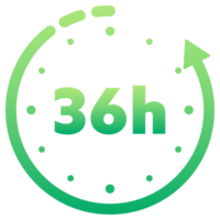 12, 24, 36, 48 and 72 hours clock arrow. Working and Delivery service effect time icons. Order execution. stock illustration png