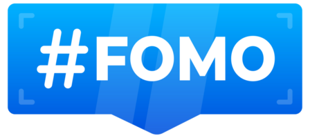 FOMO Hashtag Bubbles in Flat Design - A collection of modern, colorful speech bubbles with the FOMO hashtag, representing the fear of missing out in social media culture png