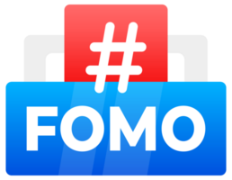FOMO Hashtag Bubbles in Flat Design - A collection of modern, colorful speech bubbles with the FOMO hashtag, representing the fear of missing out in social media culture png