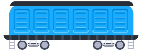 Different types of train cars, showing both front and side views, for transportation and logistics concepts png