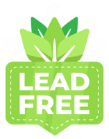 Lead-free certification badge with green leaves and text, symbolizing eco-friendly and safe products png