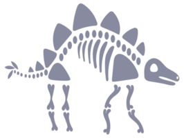 Set of five dinosaur skeletons standing on two legs with bones visible png